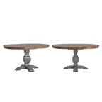 Table à manger extensible en bois massif ovale bicolore