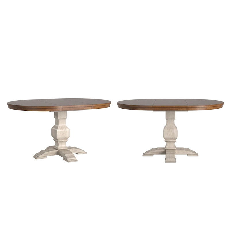 Table à manger extensible en bois massif ovale bicolore