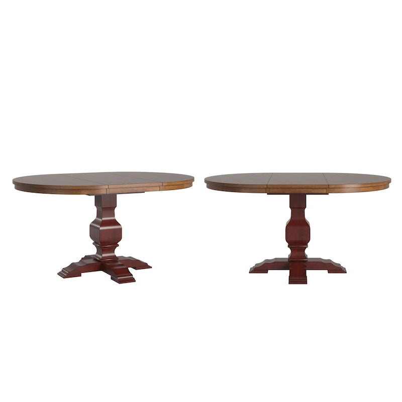 Table à manger extensible en bois massif ovale bicolore