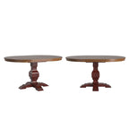 Table à manger extensible en bois massif ovale bicolore