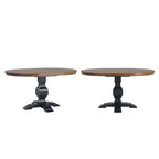 Table à manger extensible en bois massif ovale bicolore
