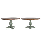 Table à manger extensible en bois massif ovale bicolore