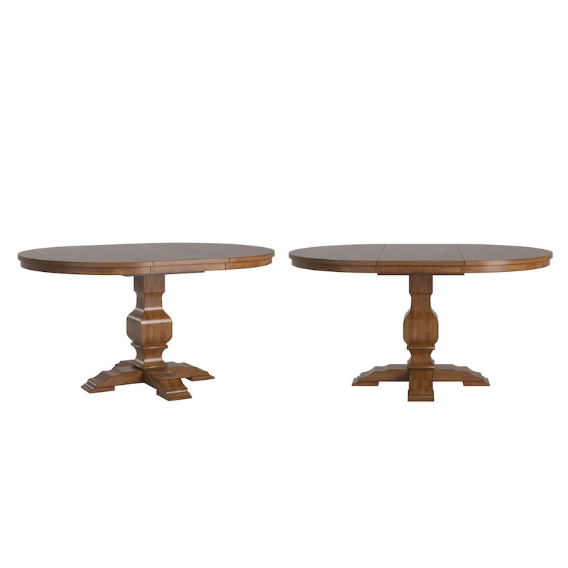 Table à manger extensible en bois massif ovale bicolore