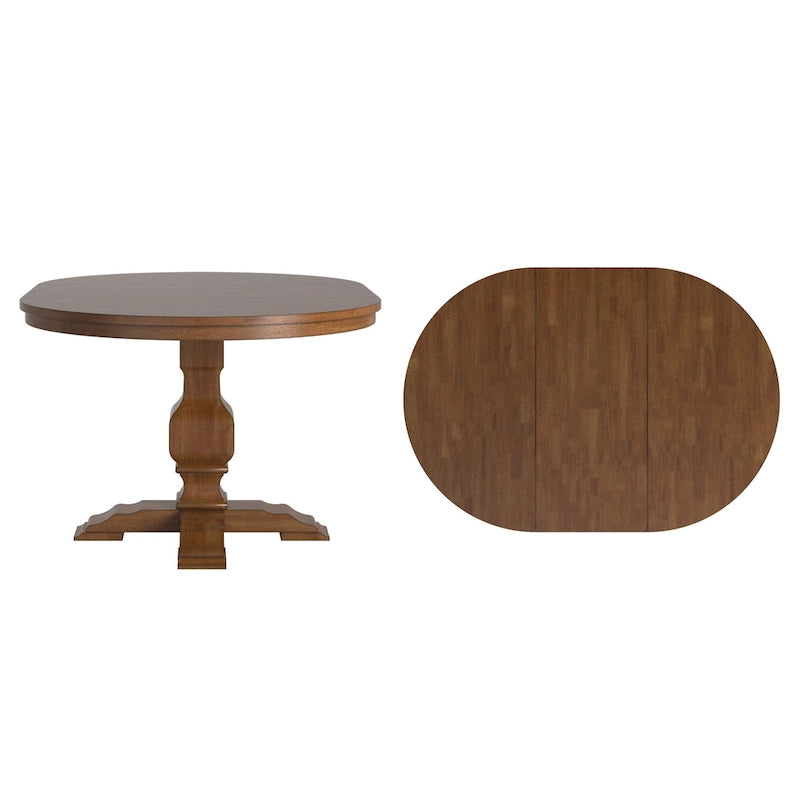 Table à manger extensible en bois massif ovale bicolore