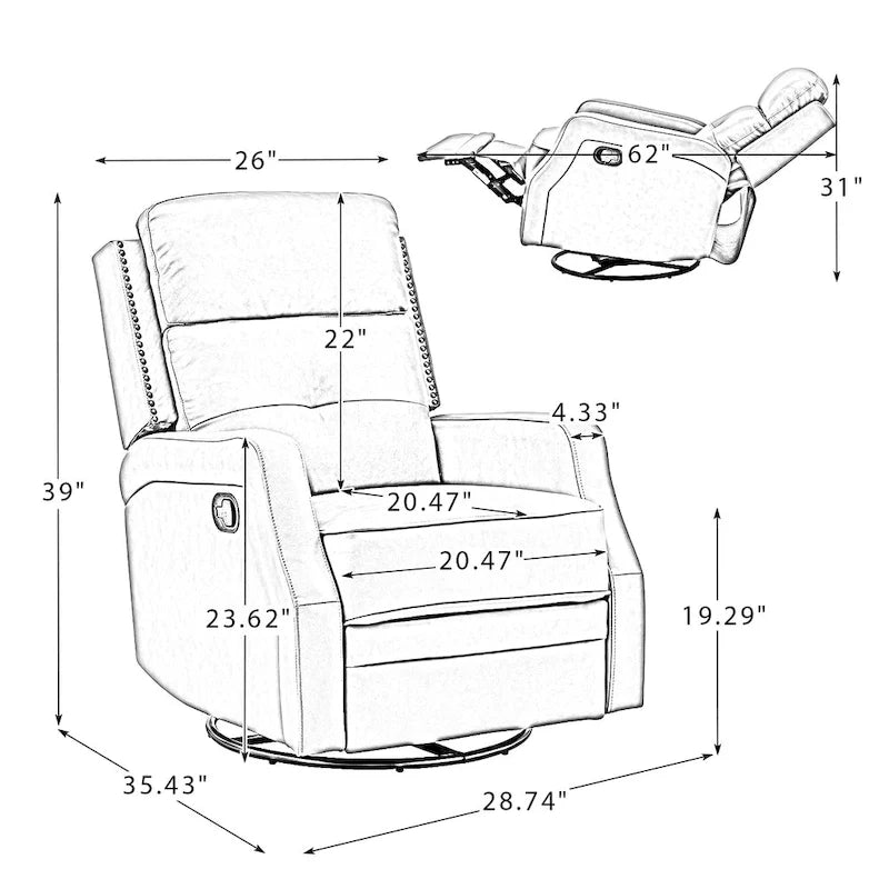 Fauteuil inclinable de salon avec piètement en métal