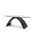 Table basse ovale avec plateau en verre de 47 pouces