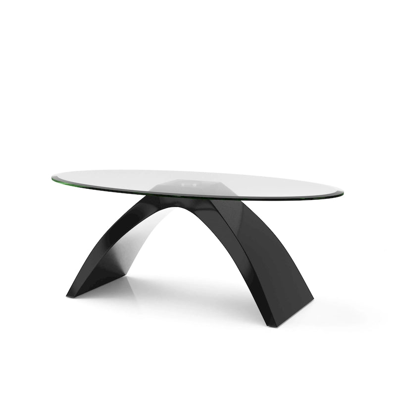 Table basse ovale avec plateau en verre de 47 pouces