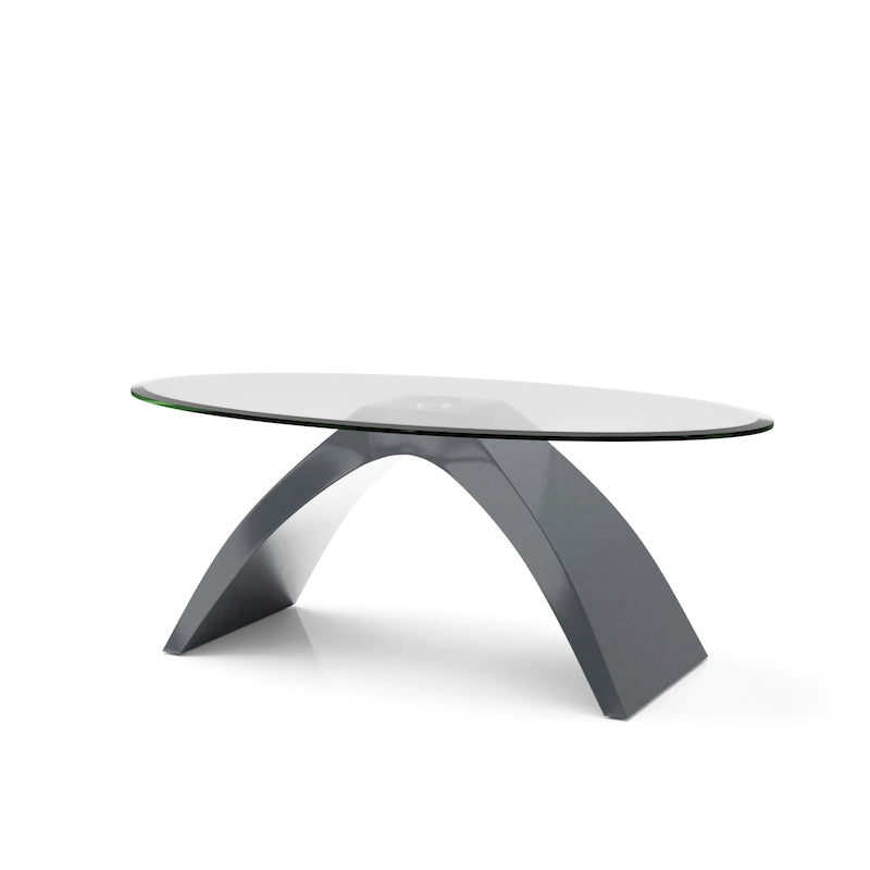 Table basse ovale avec plateau en verre de 47 pouces