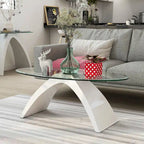 Table basse ovale avec plateau en verre de 47 pouces