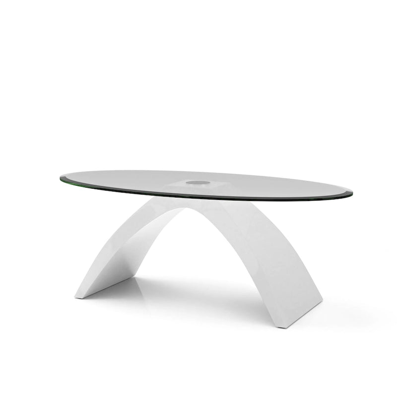 Table basse ovale avec plateau en verre de 47 pouces