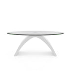 Table basse ovale avec plateau en verre de 47 pouces