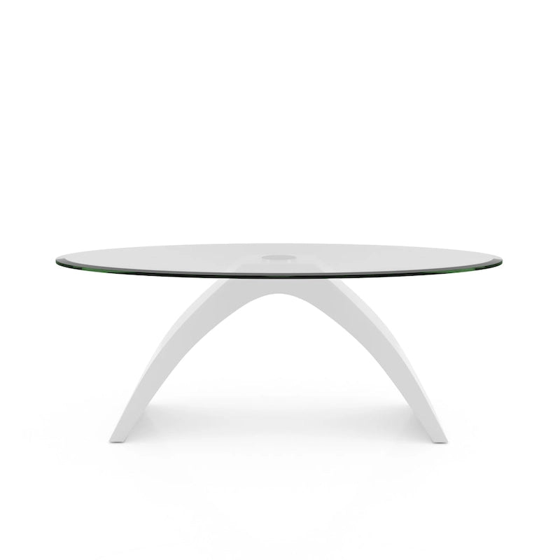 Table basse ovale avec plateau en verre de 47 pouces