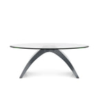 Table basse ovale avec plateau en verre de 47 pouces