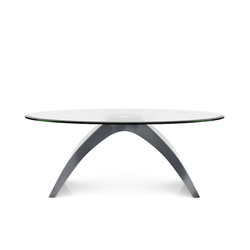 Table basse ovale avec plateau en verre de 47 pouces