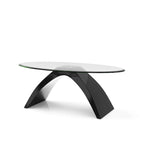 Table basse ovale avec plateau en verre de 47 pouces
