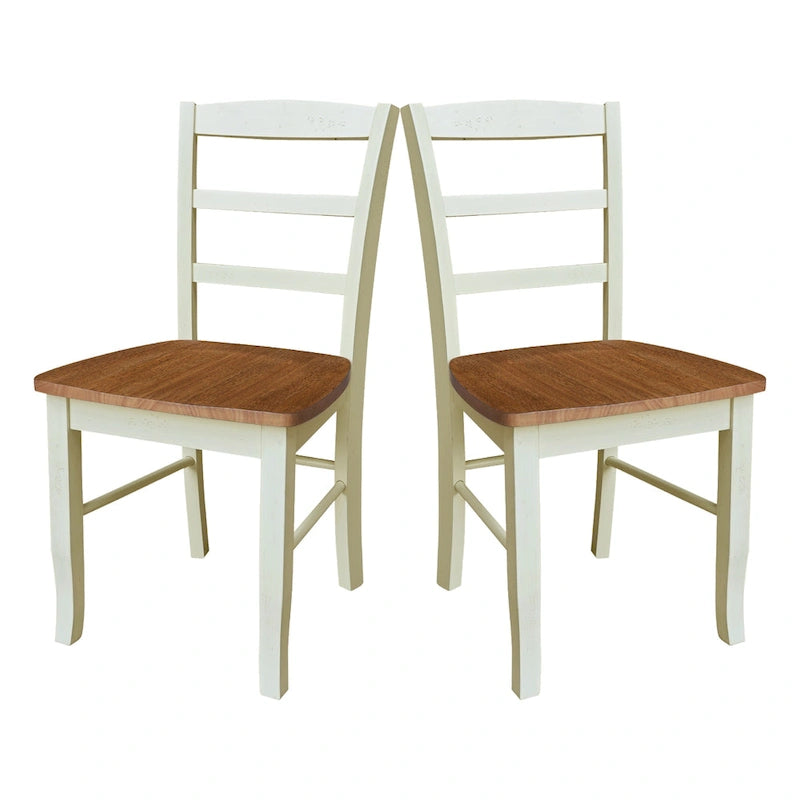 Chaises en bois massif à dossier à barreaux, un ensemble de deux