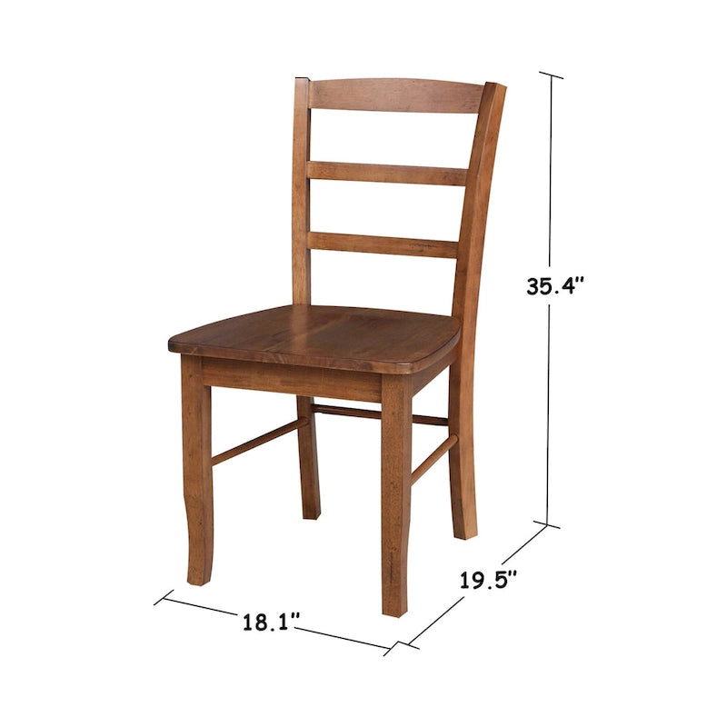 Chaises en bois massif à dossier à barreaux, un ensemble de deux