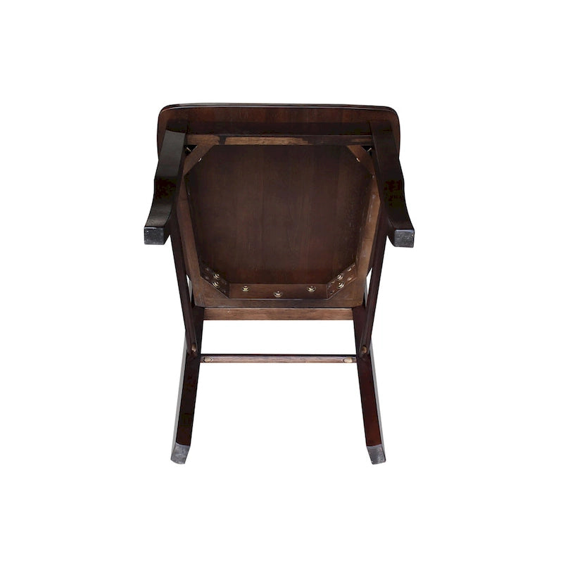 Chaises en bois massif à dossier à barreaux, un ensemble de deux