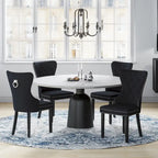 Chaises de salle à manger capitonnées à oreilles (lot de 4), avec rivets et anneaux.