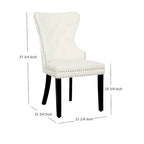 Chaises de salle à manger capitonnées à oreilles (lot de 4), avec rivets et anneaux.