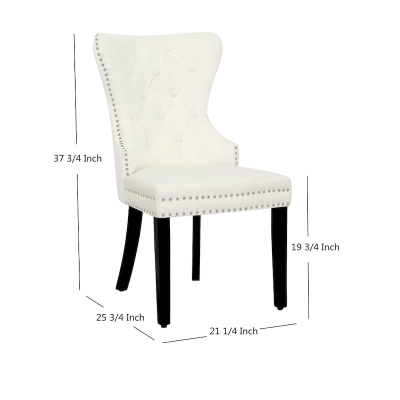 Chaises de salle à manger capitonnées à oreilles (lot de 4), avec rivets et anneaux.
