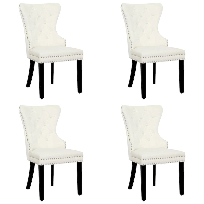 Chaises de salle à manger capitonnées à oreilles (lot de 4), avec rivets et anneaux.