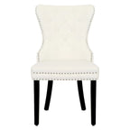 Chaises de salle à manger capitonnées à oreilles (lot de 4), avec rivets et anneaux.