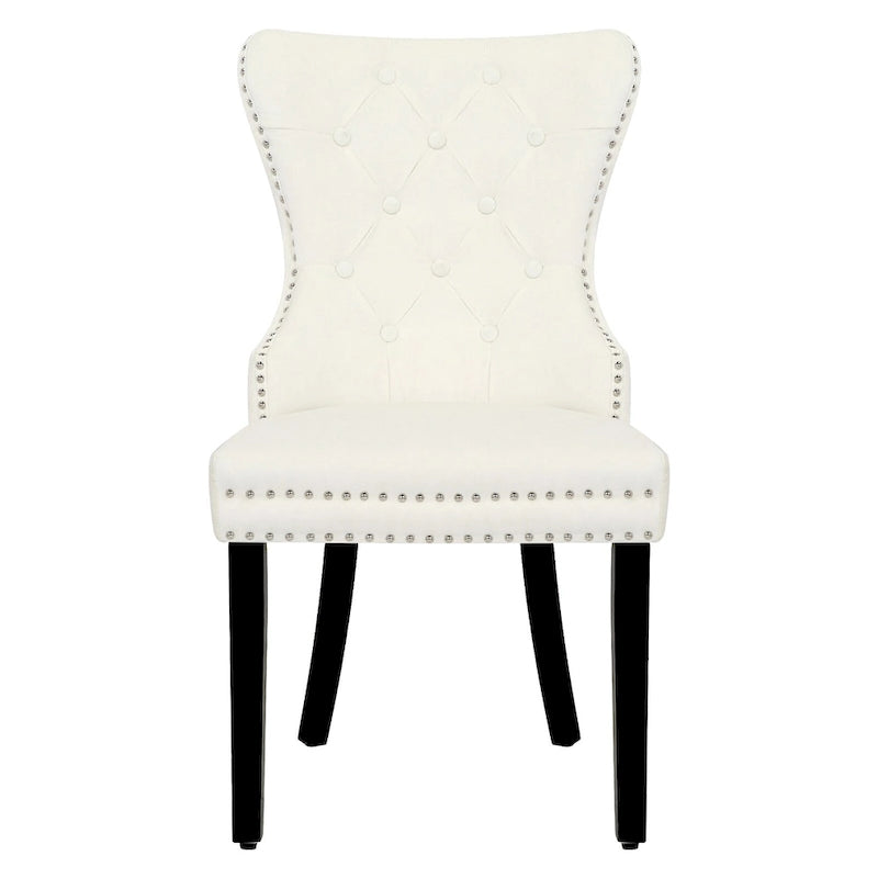 Chaises de salle à manger capitonnées à oreilles (lot de 4), avec rivets et anneaux.