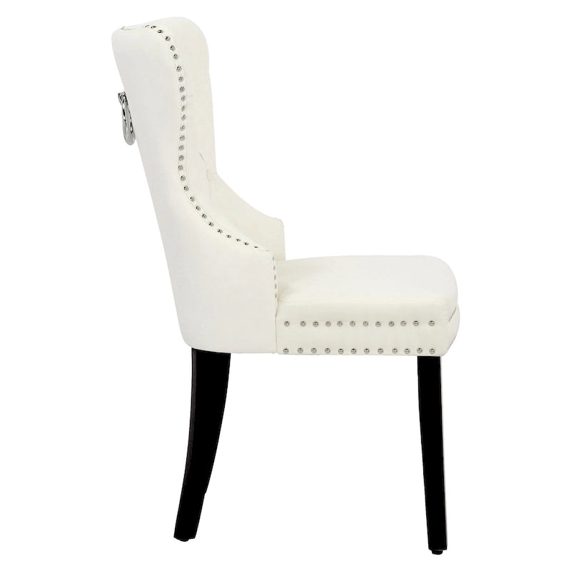 Chaises de salle à manger capitonnées à oreilles (lot de 4), avec rivets et anneaux.