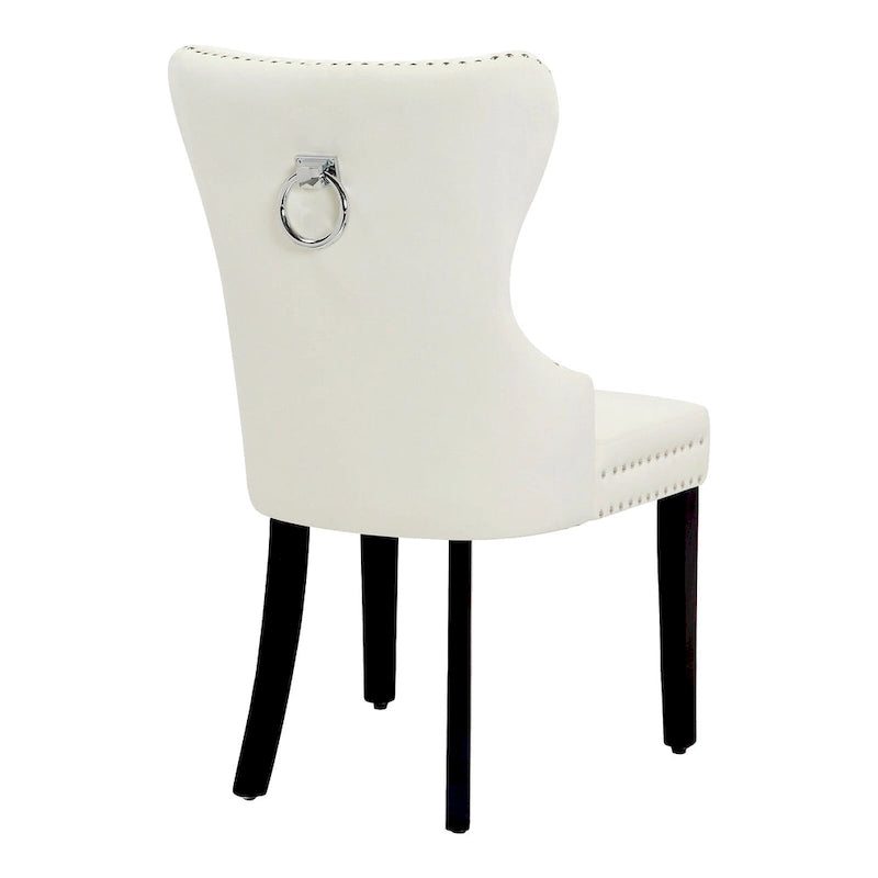 Chaises de salle à manger capitonnées à oreilles (lot de 4), avec rivets et anneaux.