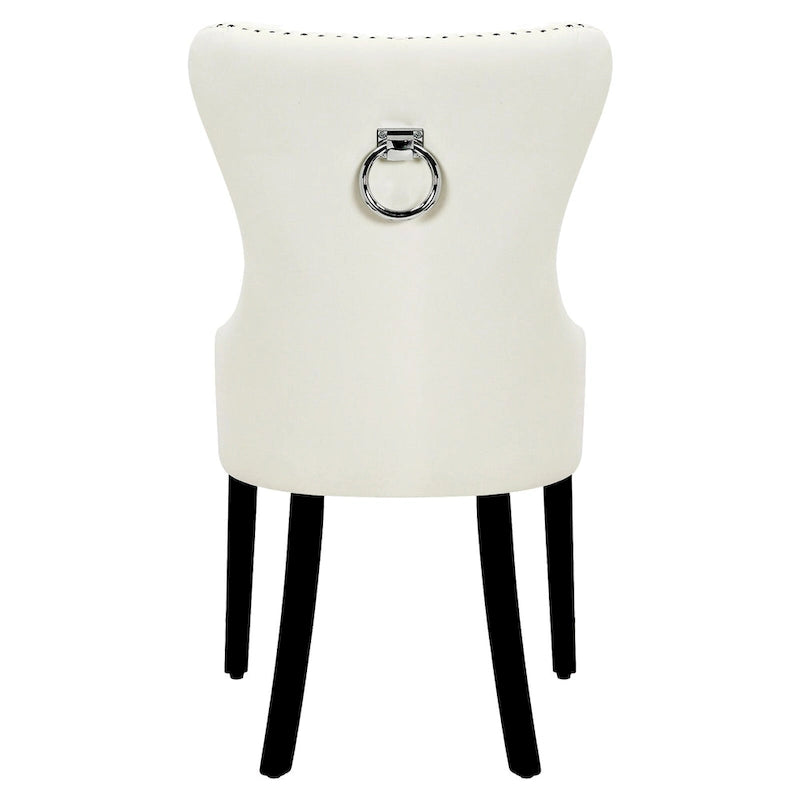 Chaises de salle à manger capitonnées à oreilles (lot de 4), avec rivets et anneaux.