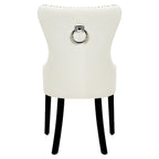 Chaises de salle à manger capitonnées à oreilles (lot de 4), avec rivets et anneaux.
