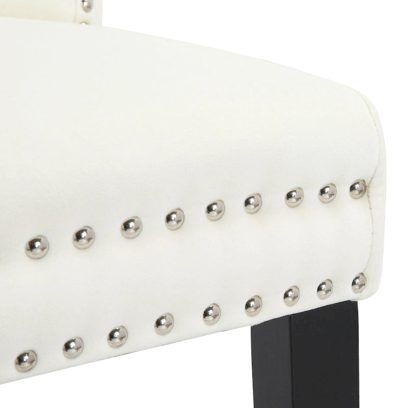 Chaises de salle à manger capitonnées à oreilles (lot de 4), avec rivets et anneaux.