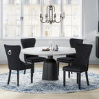 Chaises de salle à manger capitonnées à oreilles (lot de 4), avec rivets et anneaux.