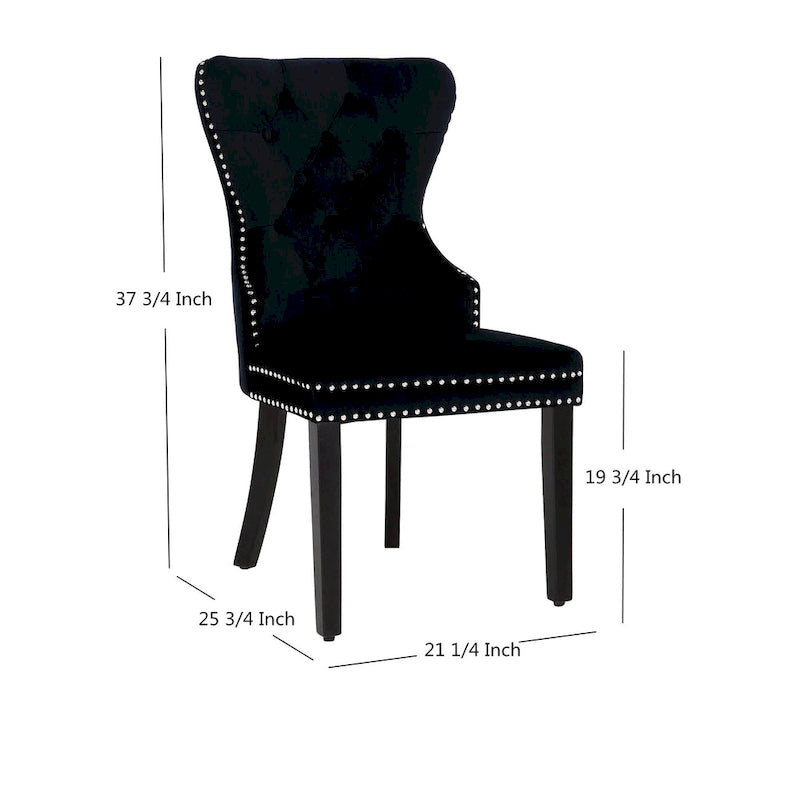 Chaises de salle à manger capitonnées à oreilles (lot de 4), avec rivets et anneaux.