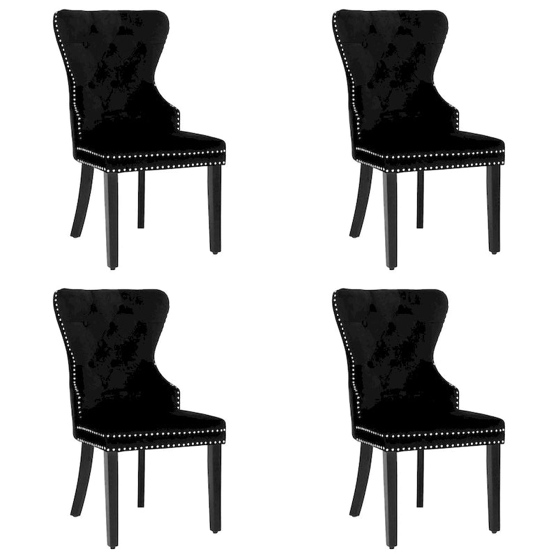 Chaises de salle à manger capitonnées à oreilles (lot de 4), avec rivets et anneaux.