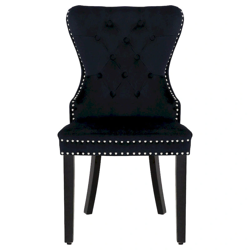 Chaises de salle à manger capitonnées à oreilles (lot de 4), avec rivets et anneaux.