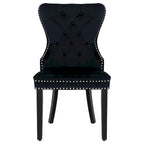 Chaises de salle à manger capitonnées à oreilles (lot de 4), avec rivets et anneaux.
