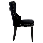Chaises de salle à manger capitonnées à oreilles (lot de 4), avec rivets et anneaux.