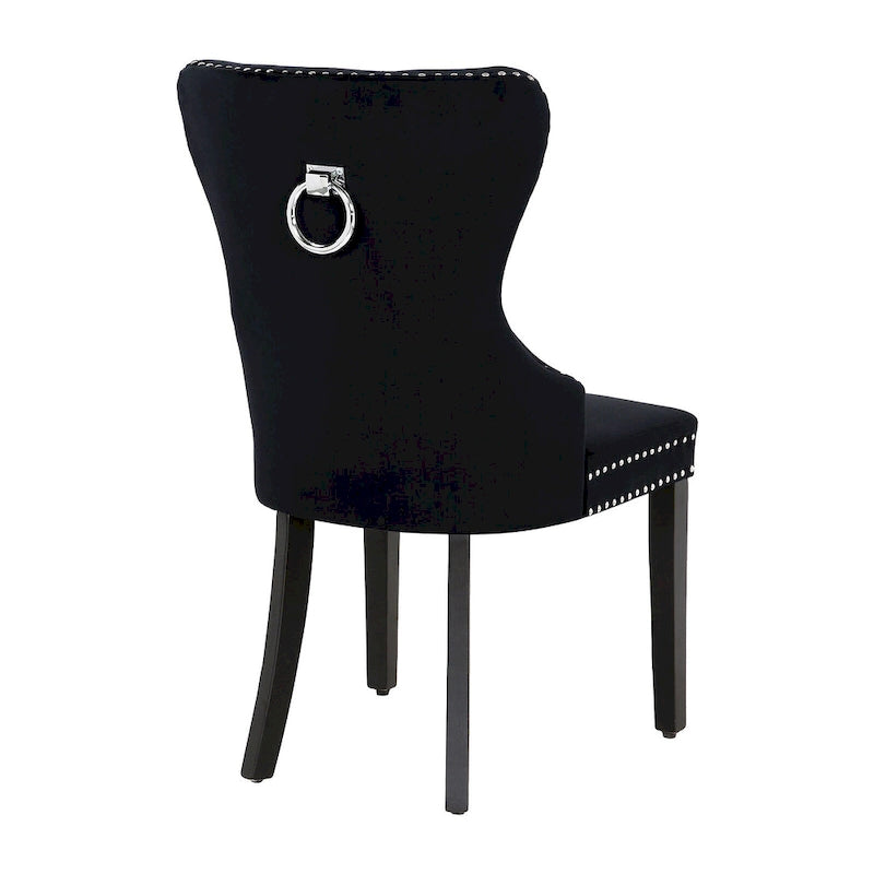 Chaises de salle à manger capitonnées à oreilles (lot de 4), avec rivets et anneaux.