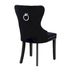 Chaises de salle à manger capitonnées à oreilles (lot de 4), avec rivets et anneaux.