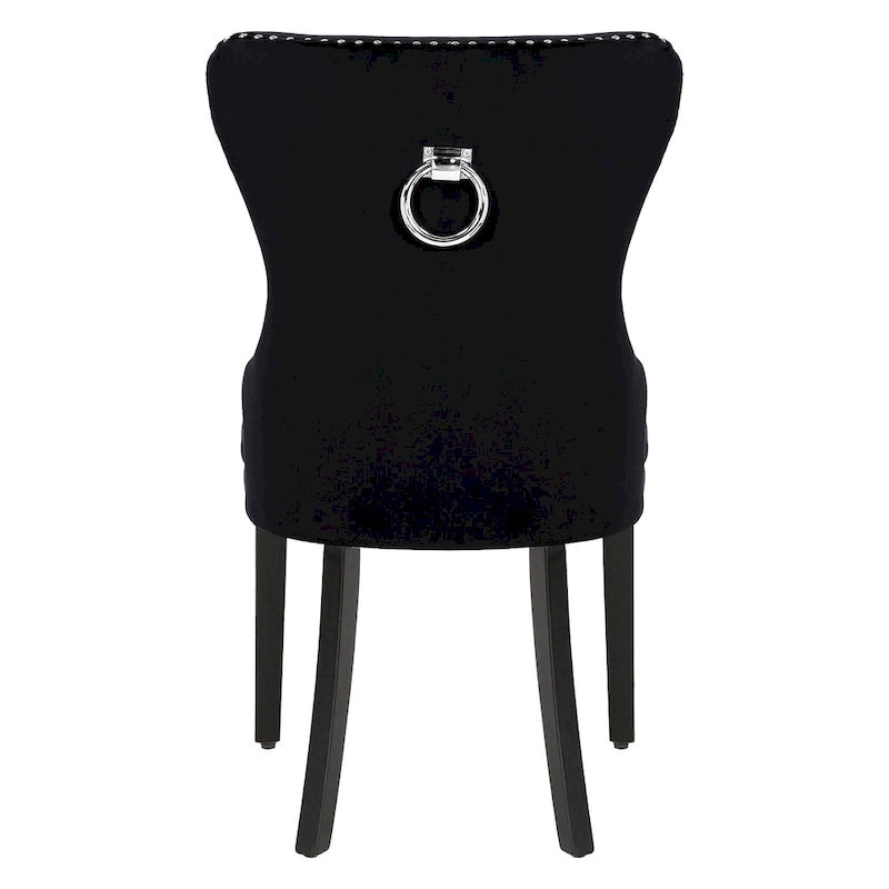 Chaises de salle à manger capitonnées à oreilles (lot de 4), avec rivets et anneaux.