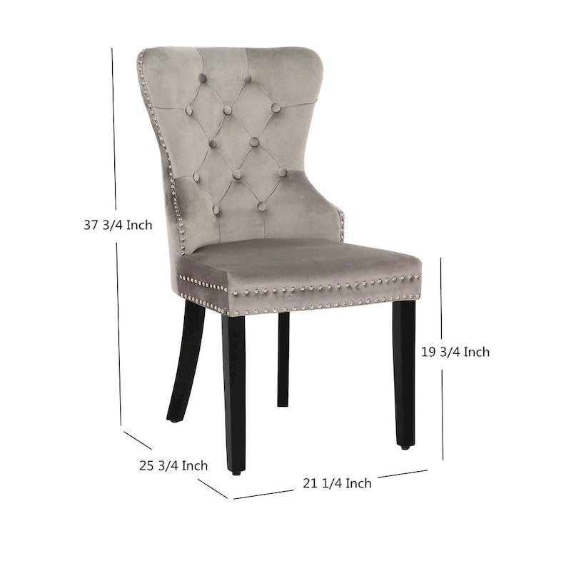 Chaises de salle à manger capitonnées à oreilles (lot de 4), avec rivets et anneaux.