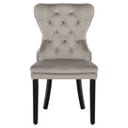 Chaises de salle à manger capitonnées à oreilles (lot de 4), avec rivets et anneaux.