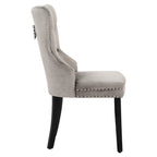 Chaises de salle à manger capitonnées à oreilles (lot de 4), avec rivets et anneaux.