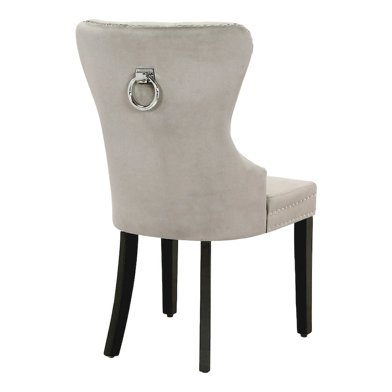 Chaises de salle à manger capitonnées à oreilles (lot de 4), avec rivets et anneaux.