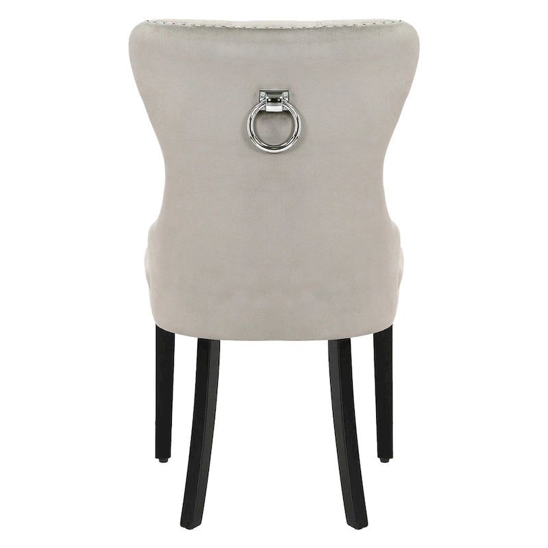 Chaises de salle à manger capitonnées à oreilles (lot de 4), avec rivets et anneaux.