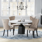 Chaises de salle à manger capitonnées à oreilles (lot de 4), avec rivets et anneaux.
