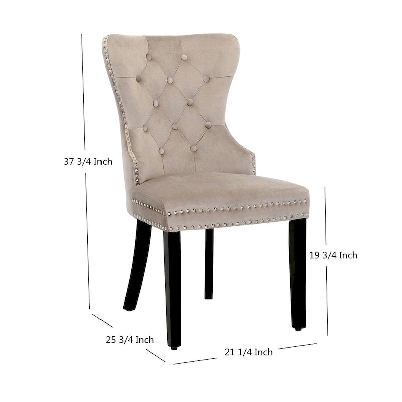 Chaises de salle à manger capitonnées à oreilles (lot de 4), avec rivets et anneaux.