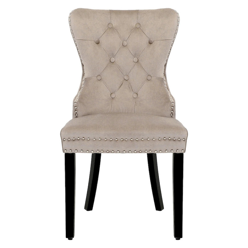 Chaises de salle à manger capitonnées à oreilles (lot de 4), avec rivets et anneaux.